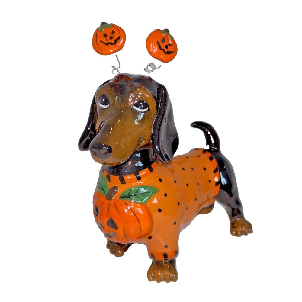 Blue Sky Clayworks Doxie Dachshund Halloween Pumpkin Costume Decor Dog Figurine